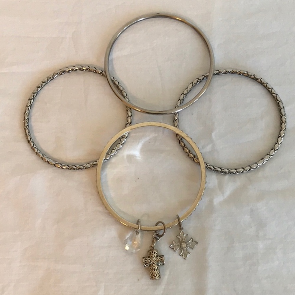 SILVER BRACELETS WITH CHARMS AND CRYSTALS